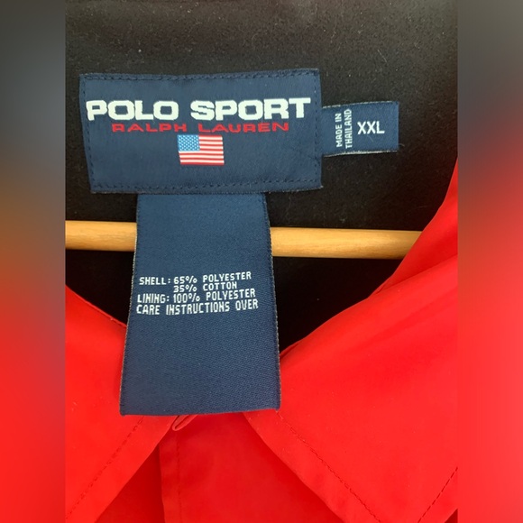 Vintage 90’s Ralph Lauren Polo Sport Red Rubberized Coach Jacket XXL - Picture 3 of 7